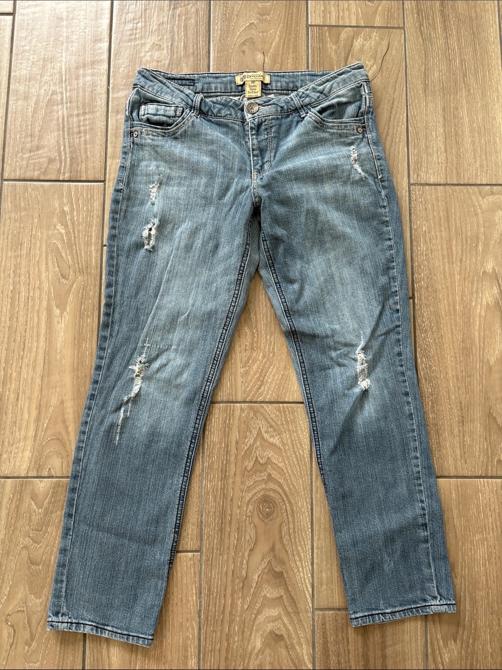 Democracy Equality Skinny Boyfriend Blue denim distressed Jeans Women’s 10 pants